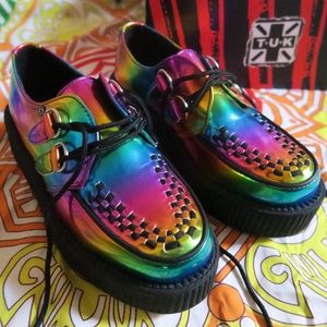 Size 7 TUK Rainbow platform shoes